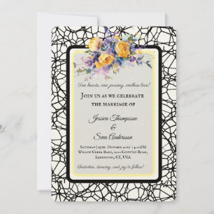 Moderne romantische Hochzeit des Gelben Roses Einladung