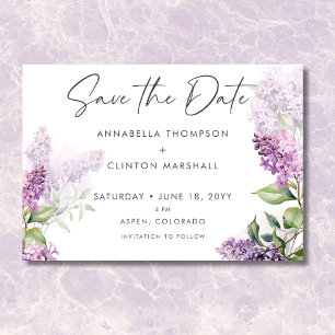 Moderne romantische Hochzeit Lila & Sage Lilacs Save The Date