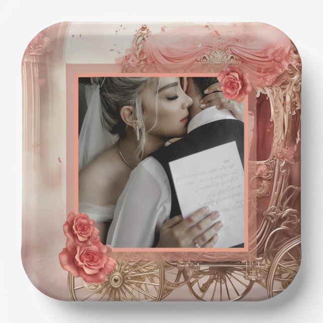 Moderne romantische Hochzeit Pappteller (Vorderseite)