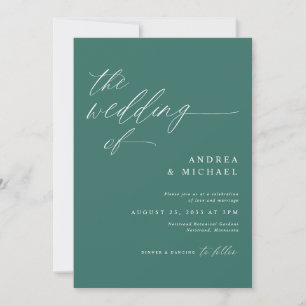 Moderne romantische Hochzeit Smaragdgrün Einladung