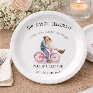 Moderne romantische Hochzeitskünstler-Paar Pappteller