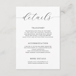 Moderne romantische kalligraphische Hochzeitdetail Begleitkarte