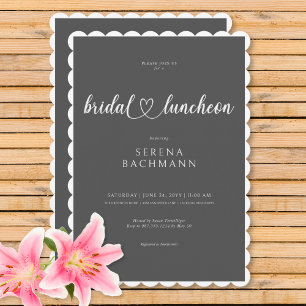 Moderne romantische Minimal Gray Bridal Luncheon Einladung
