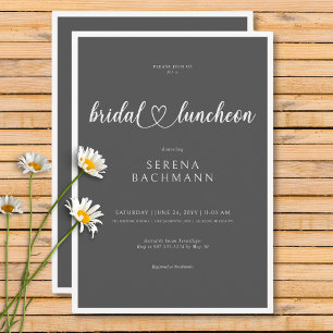 Moderne romantische Minimal Gray Bridal Luncheon Einladung