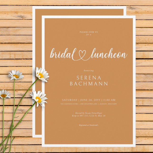 Moderne romantische Minimal Rust Bridal Luncheon Einladung (Modern Romantic Minimal Rust Bridal Luncheon Invitation)