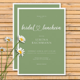 Moderne romantische Minimal Sage Green Bridal Lunc Einladung