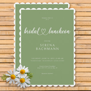 Moderne romantische Minimal Sage Green Bridal Lunc Einladung