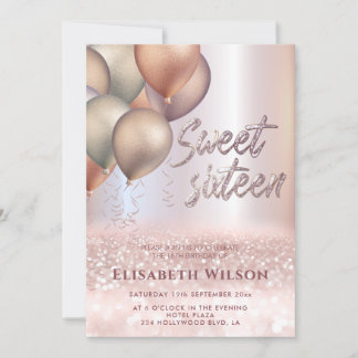 Moderne Romantische Rose Goldglanz ombre Ballon Einladung