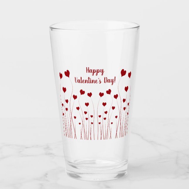Moderne Romantische Rote Weiße Liebe Herz Glas (Vorderseite)
