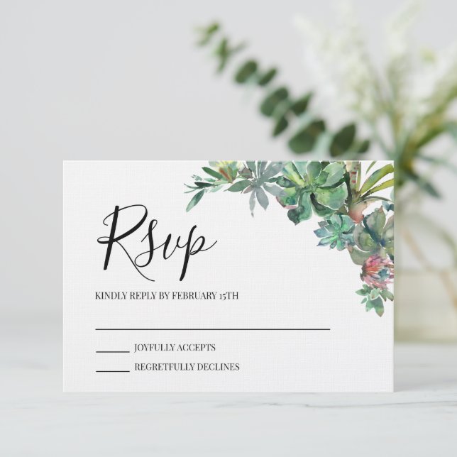 Moderne romantische RSVP-Karte RSVP Karte (Stehend Vorderseite)