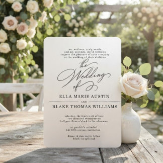 Moderne romantische Schrift Hochzeitseinladung Einladung