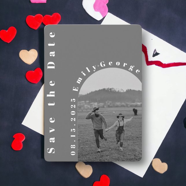 Moderne romantische Schwarz-Weiß-Foto-Hochzeit Save The Date (Von Creator hochgeladen)