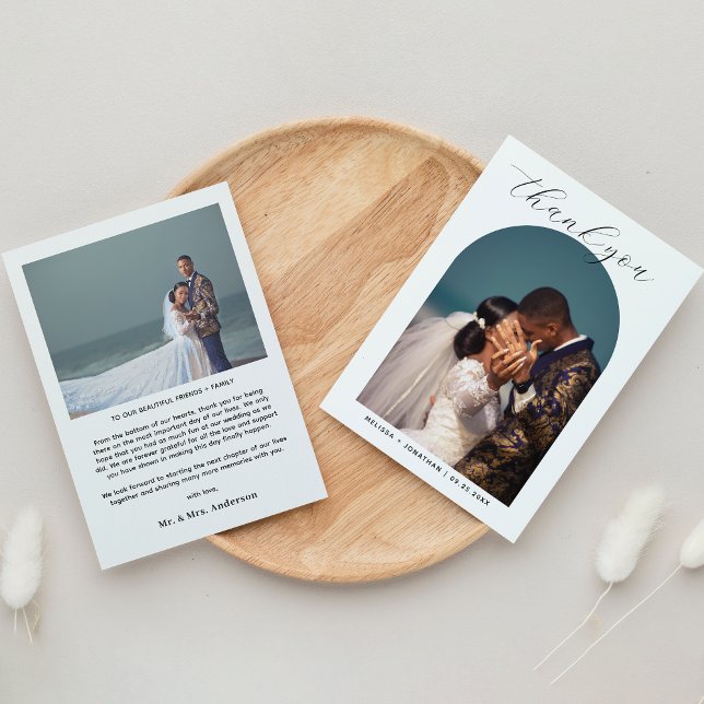 Moderne romantische Schwarze Schrift 2 Foto Arch W Dankeskarte (Von Creator hochgeladen)