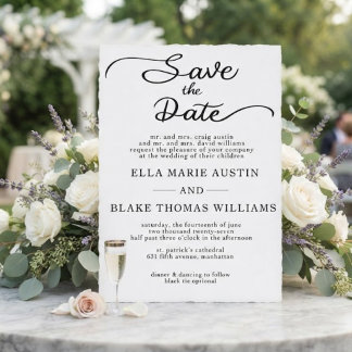 Moderne romantische Skript-Save-the-Date-Karte Einladung