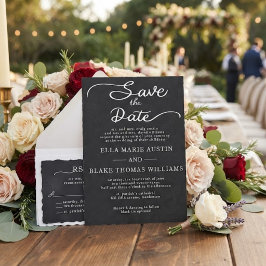Moderne romantische Skript-Save-the-Date-Karte Einladung