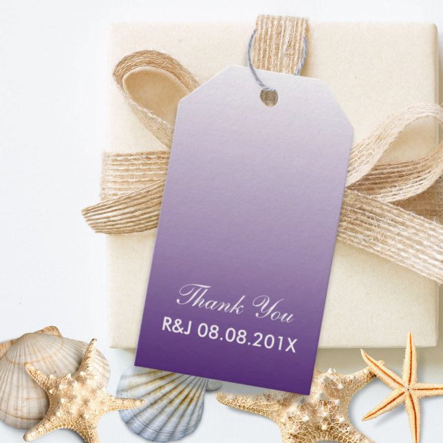 moderne romantische Sommerlila ombre lila Hochzeit Geschenkanhänger (modern romantic summer lilac ombre purple wedding gift tags)