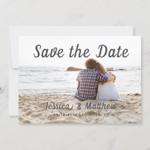 Moderne romantische Strand 3 Fotos von Paar Save The Date