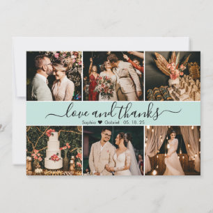 Moderne romantische Typografie 6 FotoCollage Viele Dankeskarte