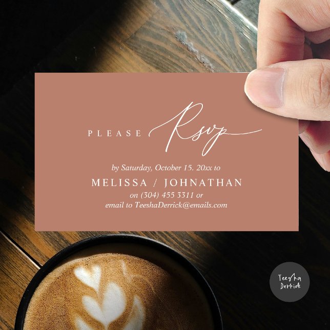 Moderne romantische UAWG Wedding Dinner Einladung (Modern Romantic RSVP Wedding Dinner Invitation Enclosed Reminder Online Email Card Terracotta Earthy)