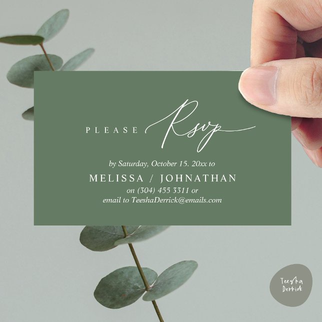 Moderne romantische UAWG Wedding Dinner Einladung (Modern Romantic RSVP Wedding Dinner Invitation Enclosed Reminder Online Email Card, Greenery Sage)