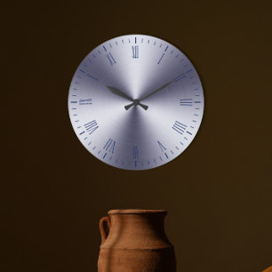 Moderne römische Römerzahl aus gebürstetem Metall Große Wanduhr