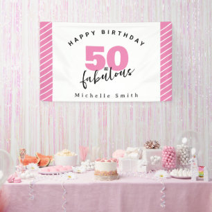 Moderne rosa 50 fabelhafte 50. Geburtstagsparty Banner
