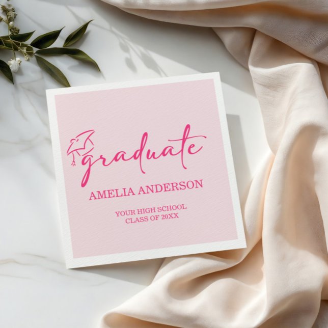 Moderne rosa Abschlussklasse 2026 Serviette (Von Creator hochgeladen)