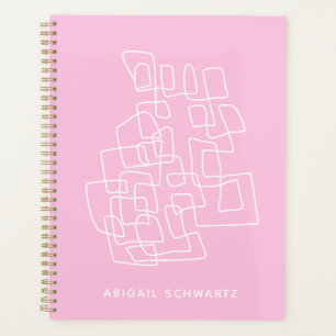 Moderne rosa Abstrakte Linie Kunst Personalisiert Planer