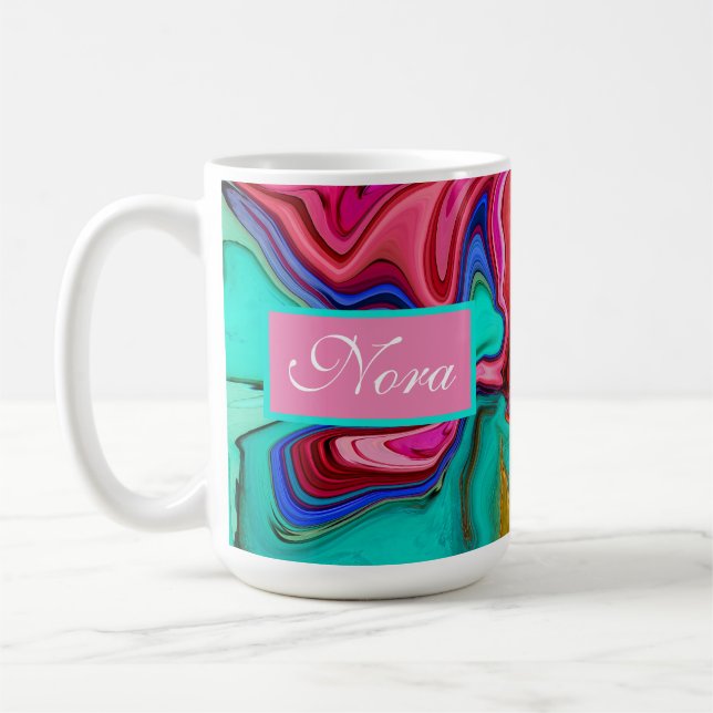 Moderne rosa abstrakte Marmorfarbe Wasserfarbe Kaffeetasse (Links)