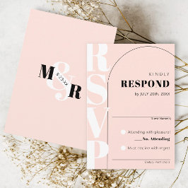 Moderne rosa Ampere und Arch Wedding RSVP Card Karte