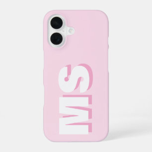 Moderne rosa Anfangsmonogramm iPhone 16 Hülle
