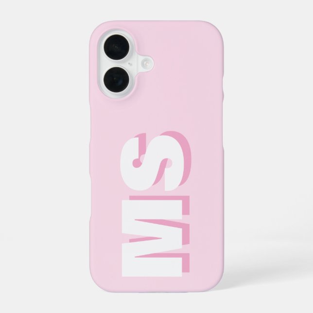 Moderne rosa Anfangsmonogramm iPhone 16 Hülle (Rückseite)