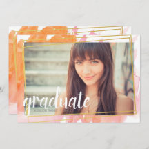 Moderne Rosa Aquarellfarben Graduate Einladungen