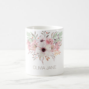 Moderne rosa Aquarellfarben Weiße Tasse