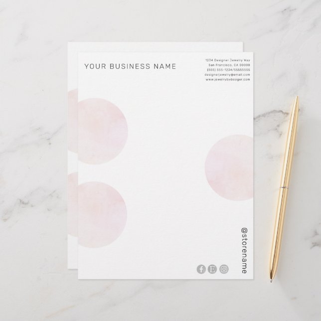 Moderne rosa Aquarellkreise Briefbogen (Vorderseite/Rückseite Beispiel)