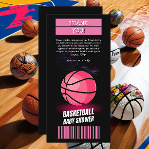 Moderne rosa Basketball Ticket Ball Baby Dusche Dankeskarte