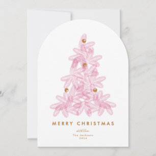Moderne rosa Baum Foto Frohe Weihnachten Torbogen Einladung