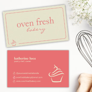 Moderne rosa Beige Kupcake Bäckerei Visitenkarte