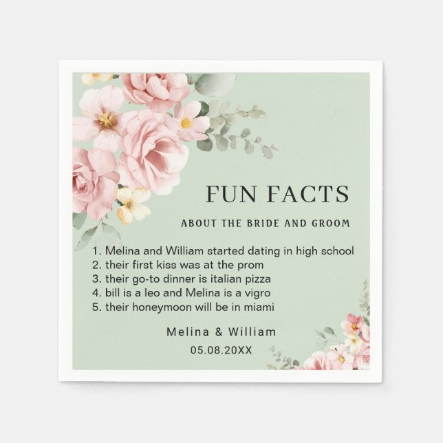 Moderne rosa Bläserspass-Fakten Hochzeiten Serviette (Vorderseite)