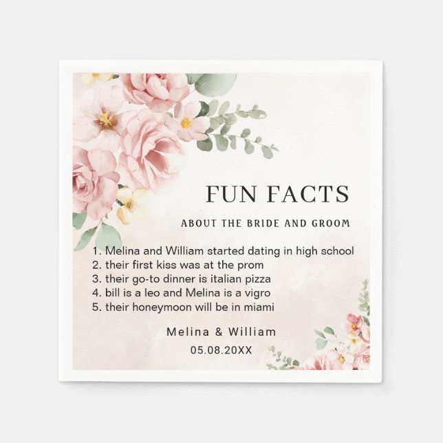 Moderne rosa Bläserspass-Fakten Hochzeiten Serviette (Vorderseite)