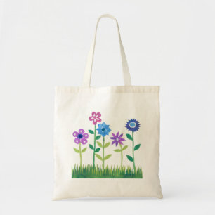 Moderne Rosa, Blau, Mauve Blume Design Tragetasche