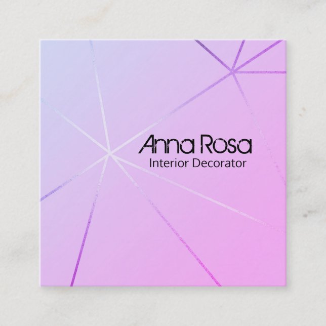 *~* Moderne rosa Blaue geometrische Rose Goldfolie Quadratische Visitenkarte (Vorderseite)