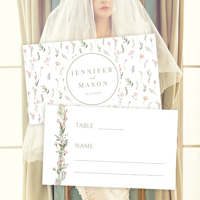 Moderne rosa blaue winzige Blume Hochzeit Platzkar Platzkarte (Von Creator hochgeladen)