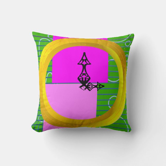 Moderne rosa Blöcke auf goldgrün Kissen (Vorderseite)