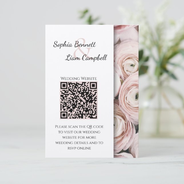 Moderne Rosa Blume Begleitkarte (Stehend Vorderseite)