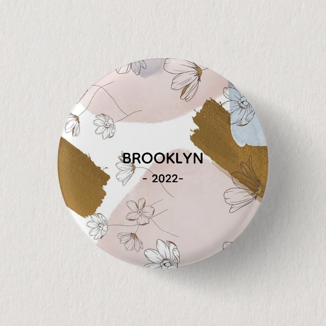 Moderne rosa Blume Button (Vorderseite)