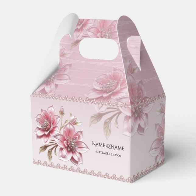 Moderne rosa Blume Gefälligkeitsbox Geschenkschachtel (Vorderseite)