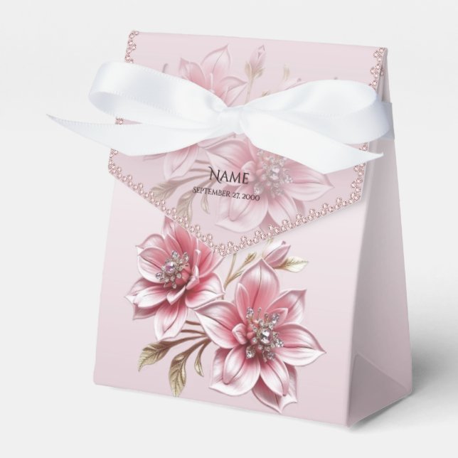 Moderne rosa Blume Gefälligkeitsbox Geschenkschachtel (Vorderseite)