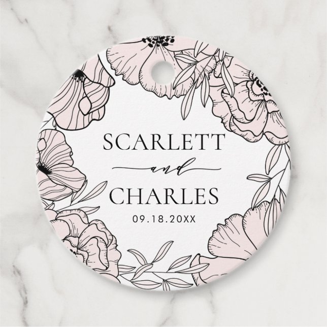 Moderne Rosa Blume Hochzeit Geschenkanhänger (Vorderseite)