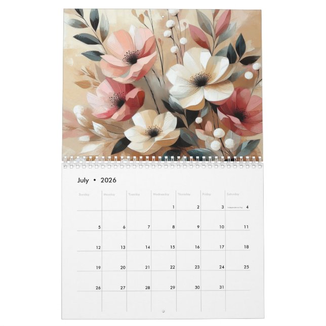 Moderne rosa Blume Kalender (Jul 2026)